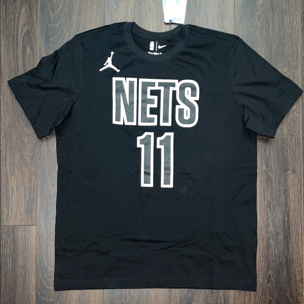 Nike Jordan NBA Brooklyn Nets Irving 11 T-Shirt, Black, Size: Large